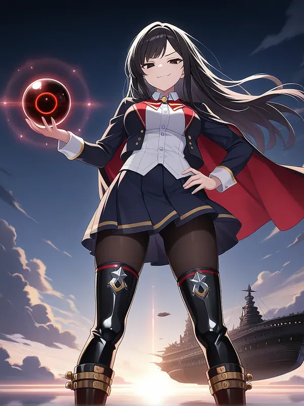 Anime AI girlfriend with a cape and a magic orb